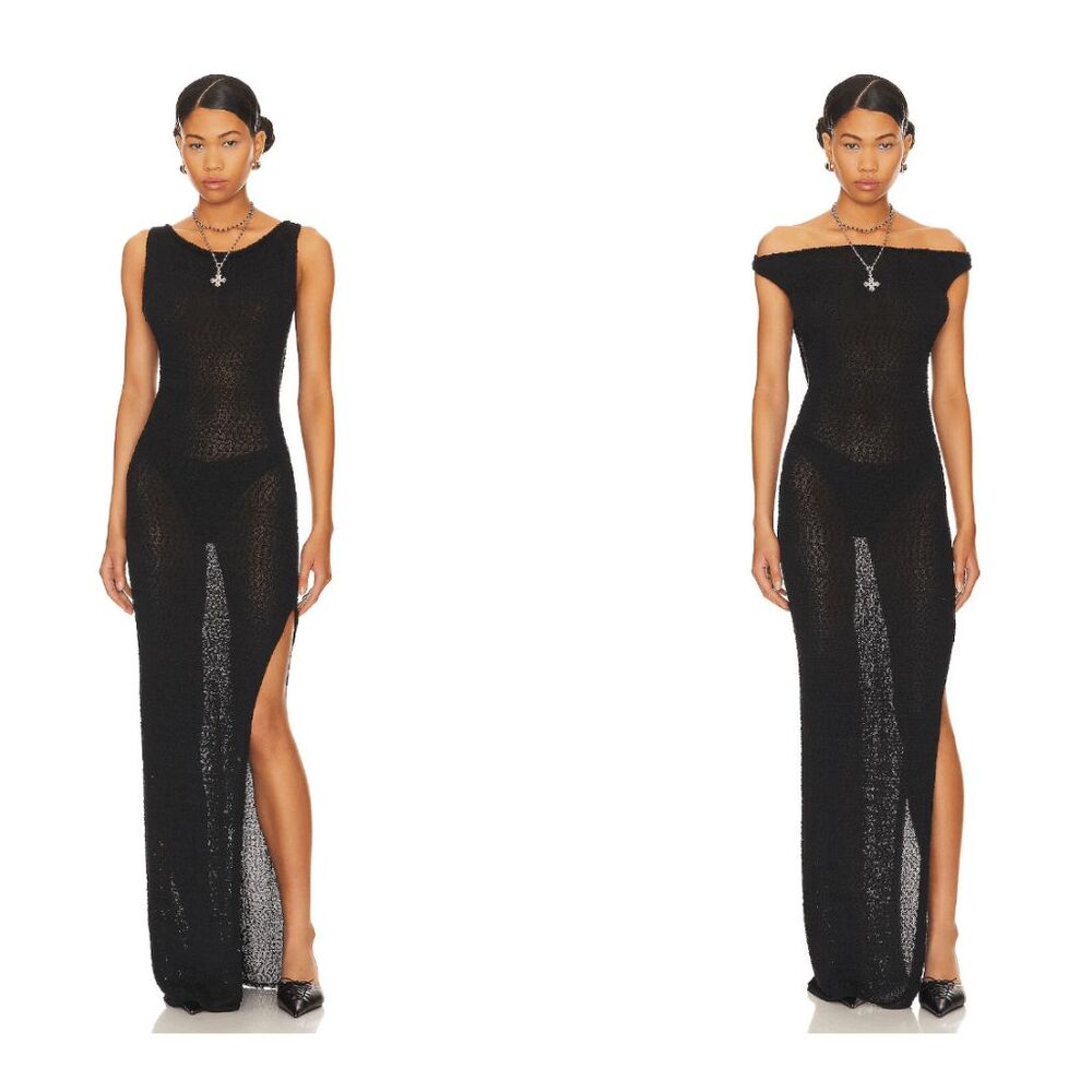 Jaded London Ghost Knit Hooded Dress In Black Small $145